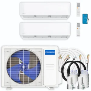 MRCOOL DIY 5th Gen 2-Zone 12,000 BTU Ductless Mini Split Air Conditioner & Heat Pump with Pre-Charged 16ft. Line Sets (6K+6K), DIYM218HPW00D00