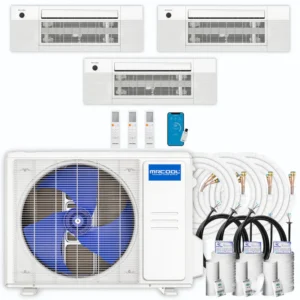 MRCOOL DIY 5th Gen 3-Zone 18,000 BTU Ceiling Cassette Ductless Mini Split Air Conditioner & Heat Pump with 16ft. Pre-Charged Line Sets (6K+6K+6K), DIYM318HPC00D00